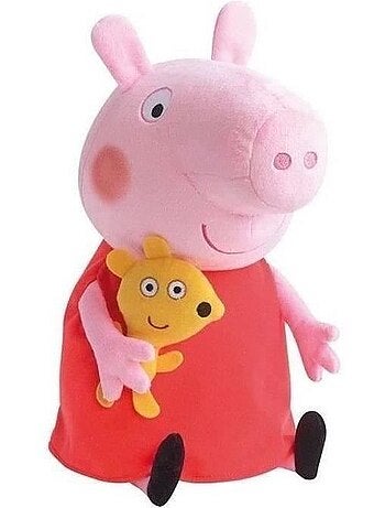 Peluche peppa pig - jemini - 37cm - rose, rouge et jaune - pour bébé