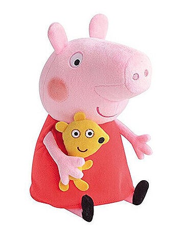 Peluche Peppa Pig Rose avec Teddy son petit ours doré Haut 17 cm