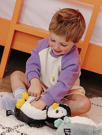 Peluche pingouin maman et son bébé noir