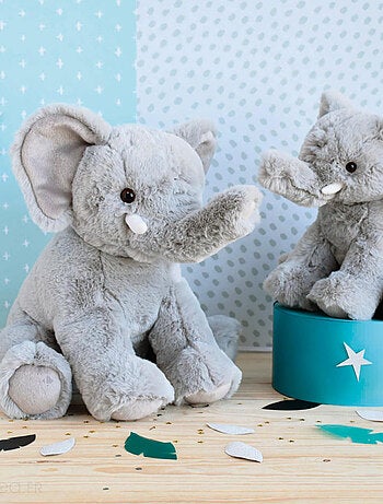 Peluche polyester collection DANS LA SAVANE gris Eléphant