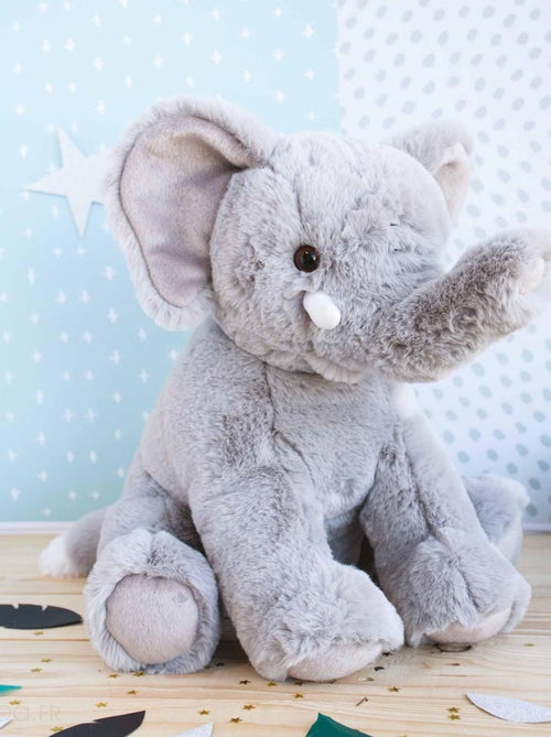 Peluche polyester collection DANS LA SAVANE gris Eléphant - Kiabi