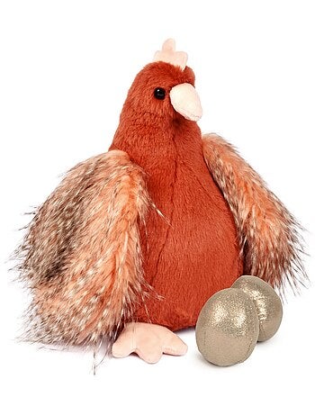 Peluche poule et ses œufs d'or 28 cm