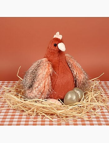 Peluche poule et ses œufs d'or 28 cm