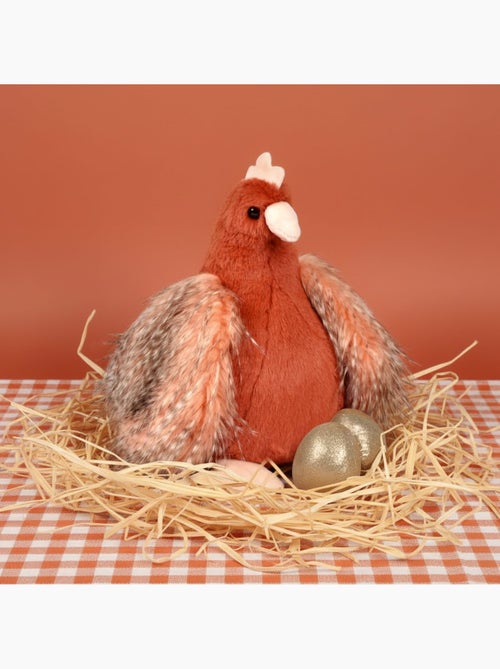Peluche poule et ses œufs d'or 28 cm - Kiabi