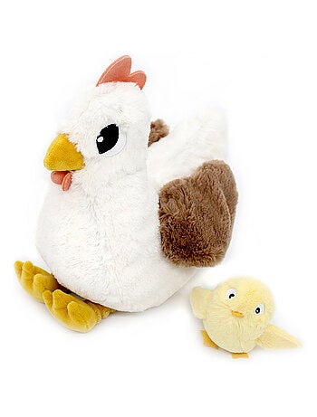 Peluche poule maman et son bébé