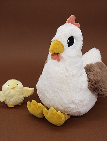 Peluche poule maman et son bébé