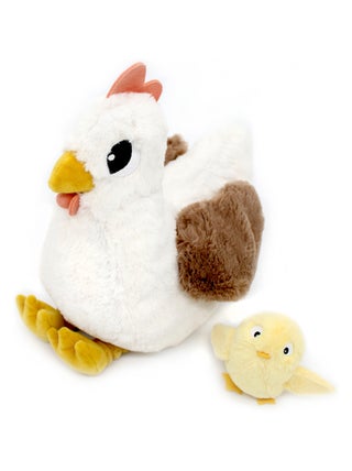 Peluche poule maman et son bébé