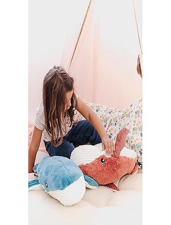 Peluche ptipotos baleine maman bébé bleue