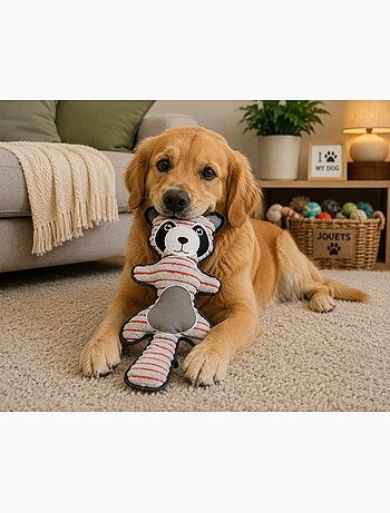 Peluche raton laveur chien