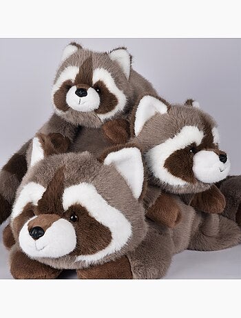 Peluche raton laveur marron lesté 32 cm