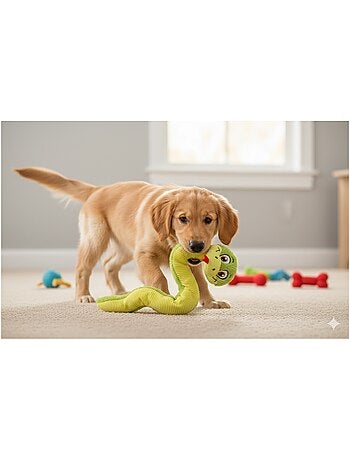 Peluche serpent grand yeux pour chien