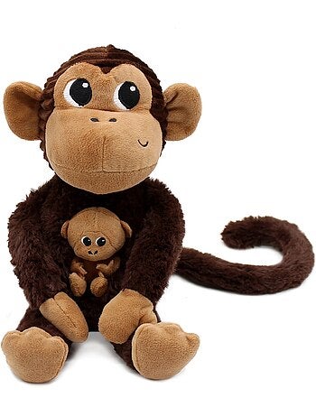 Peluche singe maman et son bébé