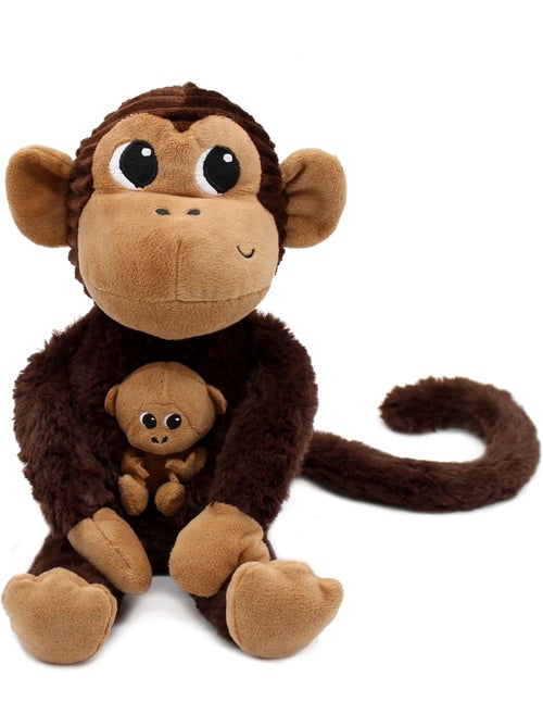 Peluche singe maman et son bébé - Kiabi