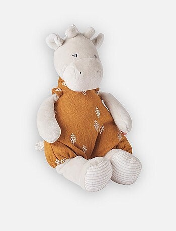 Peluche Small Tiga En Veloudoux Et Mousseline De Coton Bio, Beige/ocre