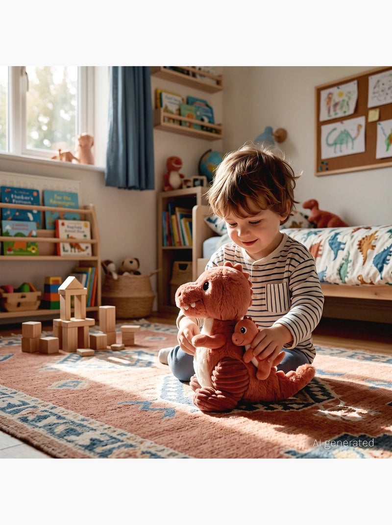Peluche t-rex maman et son bébé Rouge - Kiabi