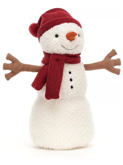 Peluche Teddy Snowman Large (red) - Dimensions : L : 15 cm x  l : 15 cm x  h : 34 cm - Kiabi