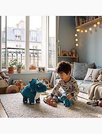 Peluche tricératops maman et son bébé