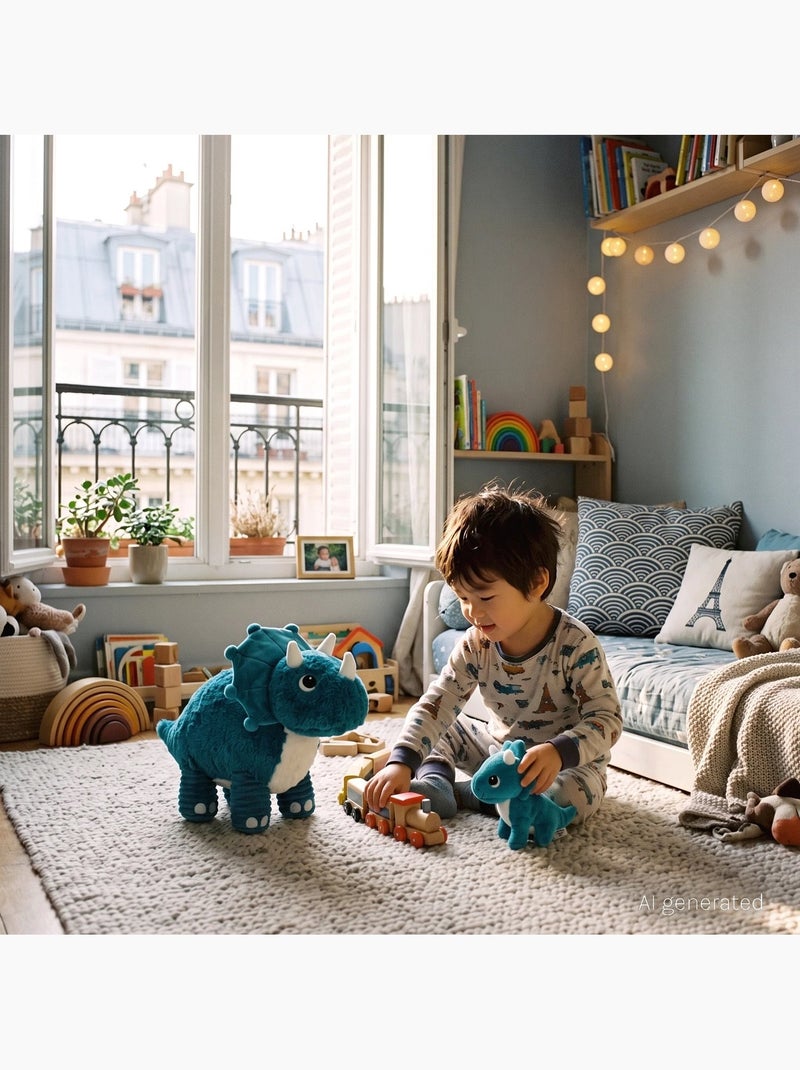 Peluche tricératops maman et son bébé Bleu - Kiabi