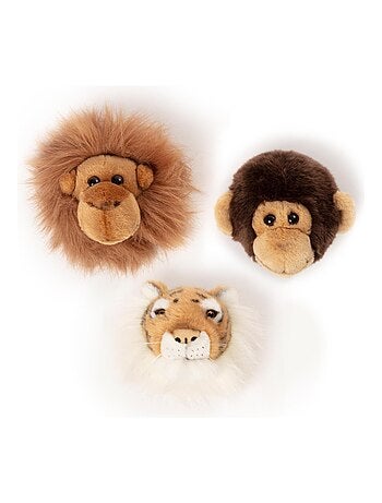Peluche trophée mini set de 3 petites têtes Jungle