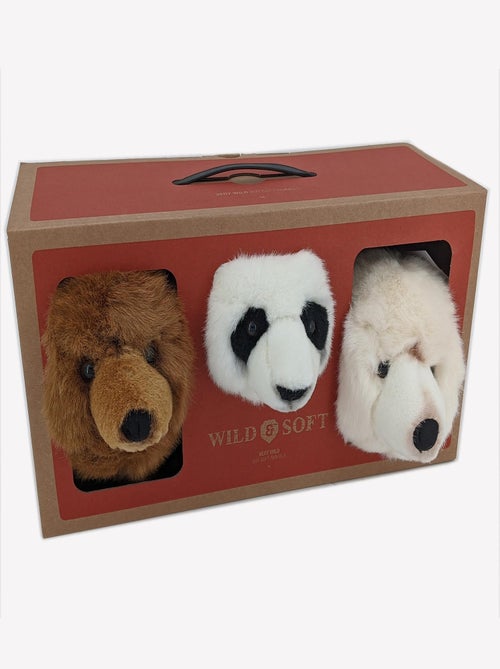 Peluche trophée mini set de 3 petites têtes Ours - Kiabi