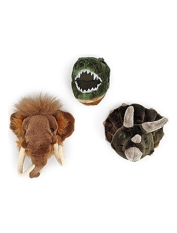 Peluche trophée mini set de 3 petites têtes Préhistorique