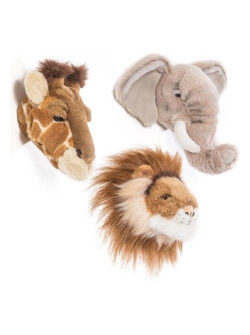Peluche trophée mini set de 3 petites têtes Safari - Kiabi