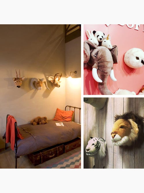 Peluche trophée mural Savane Buffle Alex - Kiabi