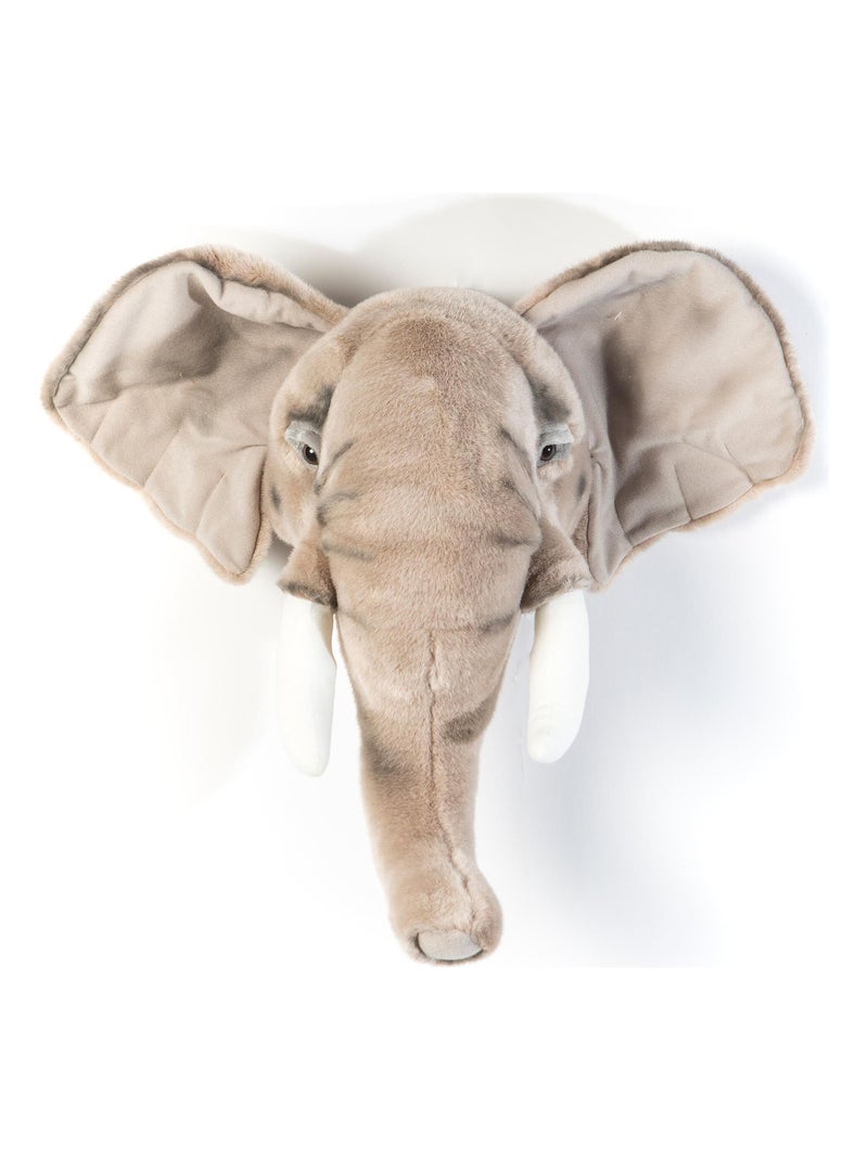 Peluche trophée mural Savane Éléphant George Gris - Kiabi