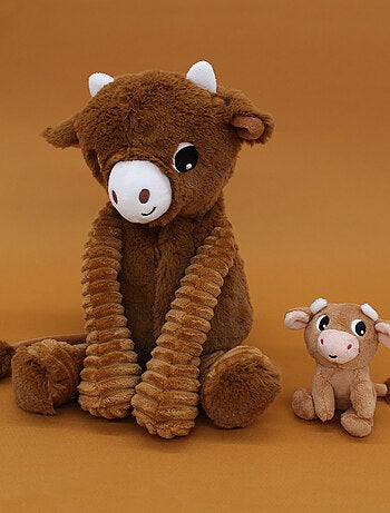 Peluche vache maman et son bébé marron