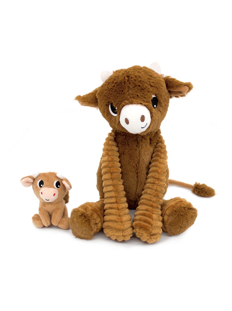 Peluche vache maman et son bébé marron Marron - Kiabi