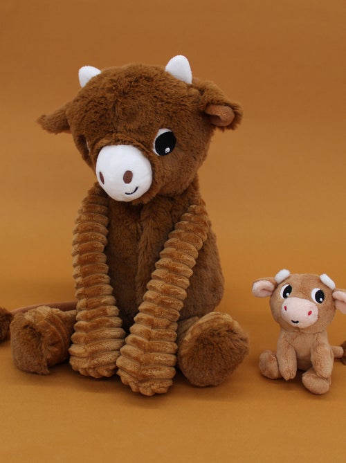 Peluche vache maman et son bébé marron - Kiabi