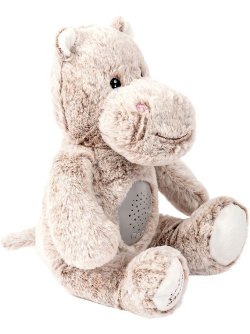 Peluche Veilleuse musicale - Projecteur d'étoiles -Léo l'Hippo Blanc - Kiabi