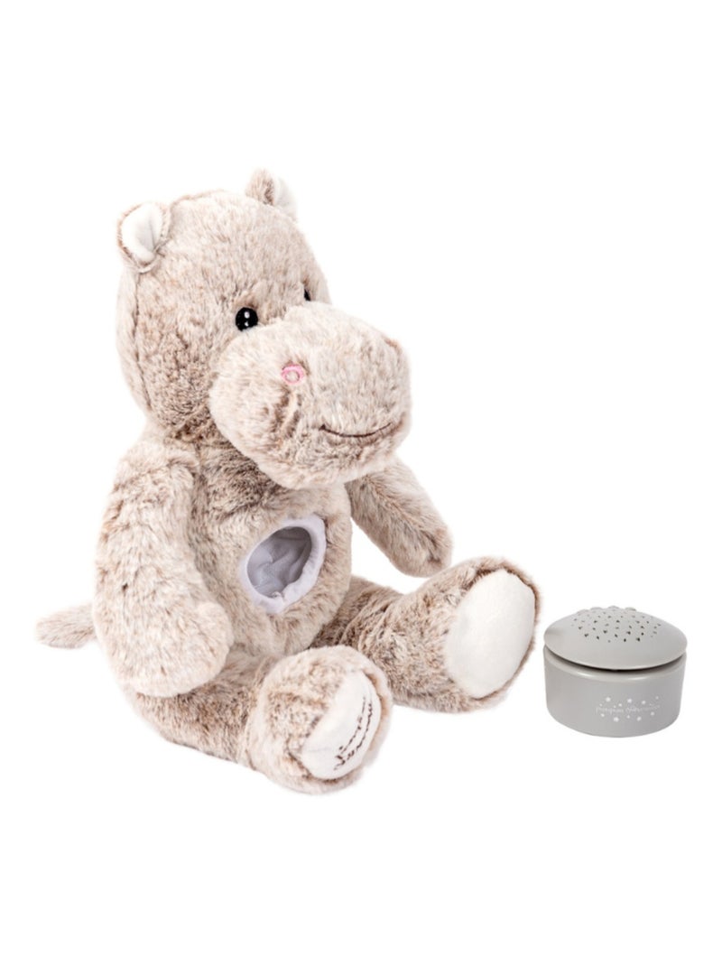 Peluche Veilleuse musicale - Projecteur d'étoiles -Léo l'Hippo Blanc - Kiabi