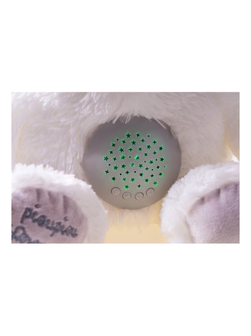 Peluche Veilleuse musicale - Projecteur d'étoiles -Léo l'Hippo Blanc - Kiabi