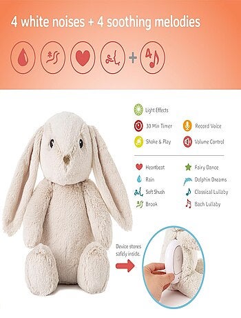 Peluche veilleuse musicale Billy le Lapin