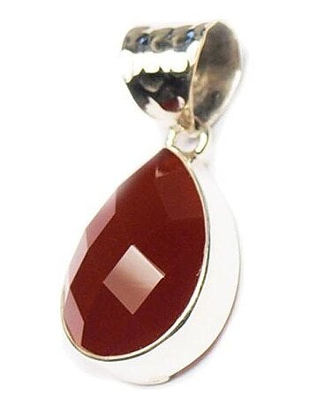 Pendentif argent & cornaline, Bijoucolor