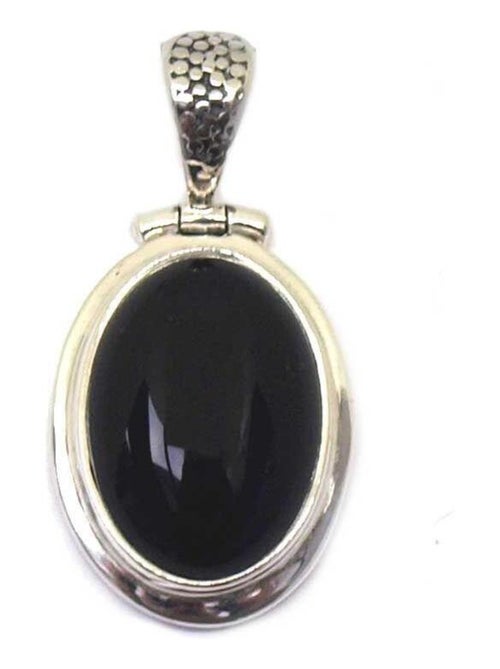Pendentif argent et agate noire - Kiabi