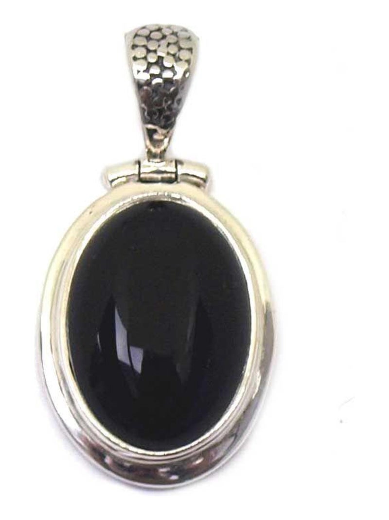 Pendentif argent et agate noire Noir - Kiabi
