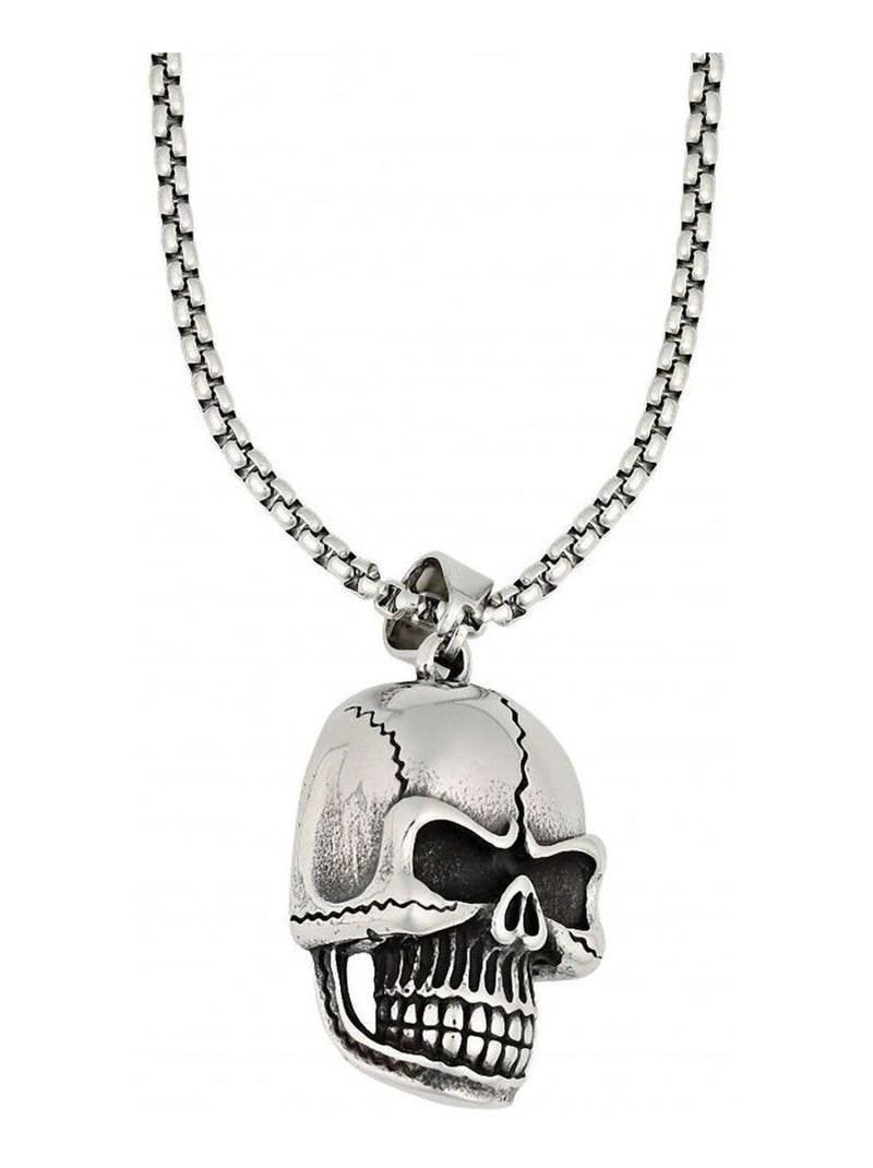 Pendentif Crâne Zippo et sa chaîne en maille vénitienne Argent - Kiabi