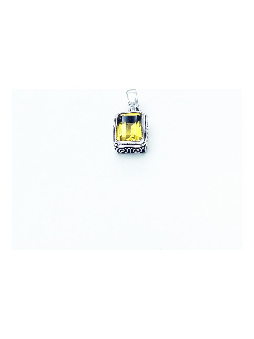 Pendentif Créateur En Argent 925 - Serti De Citrines Brutes Et Facettées - Jaune - Neuf