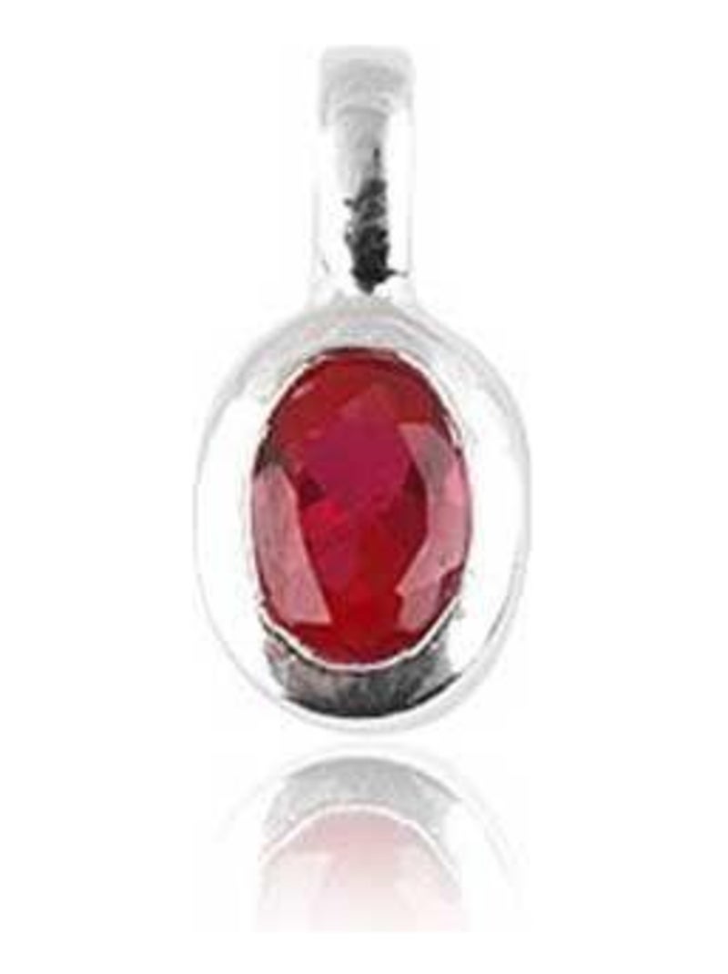 Pendentif en argent et cristal rouge facetté Rouge - Kiabi