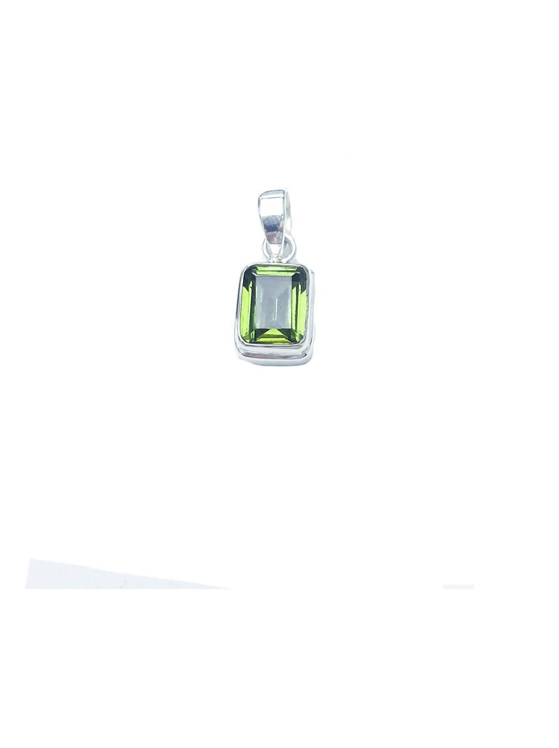 Pendentif en argent et péridot facetté rectangulaire Vert - Kiabi
