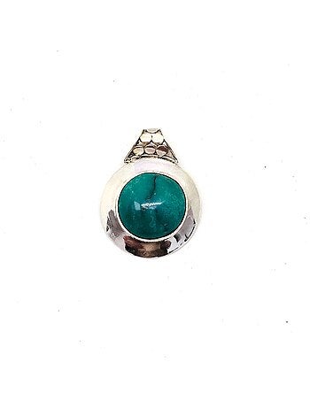 Pendentif rond argent turquoise, Bijoucolor