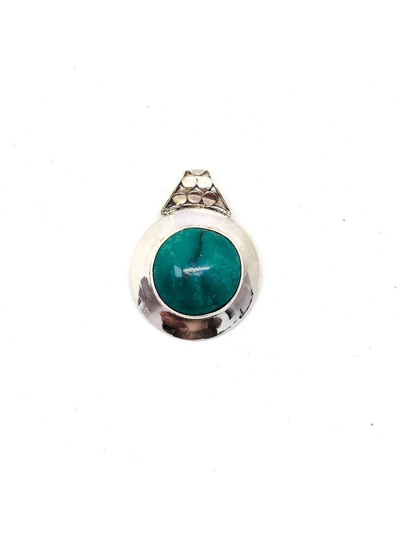 Pendentif rond argent turquoise, Bijoucolor Argent - Kiabi