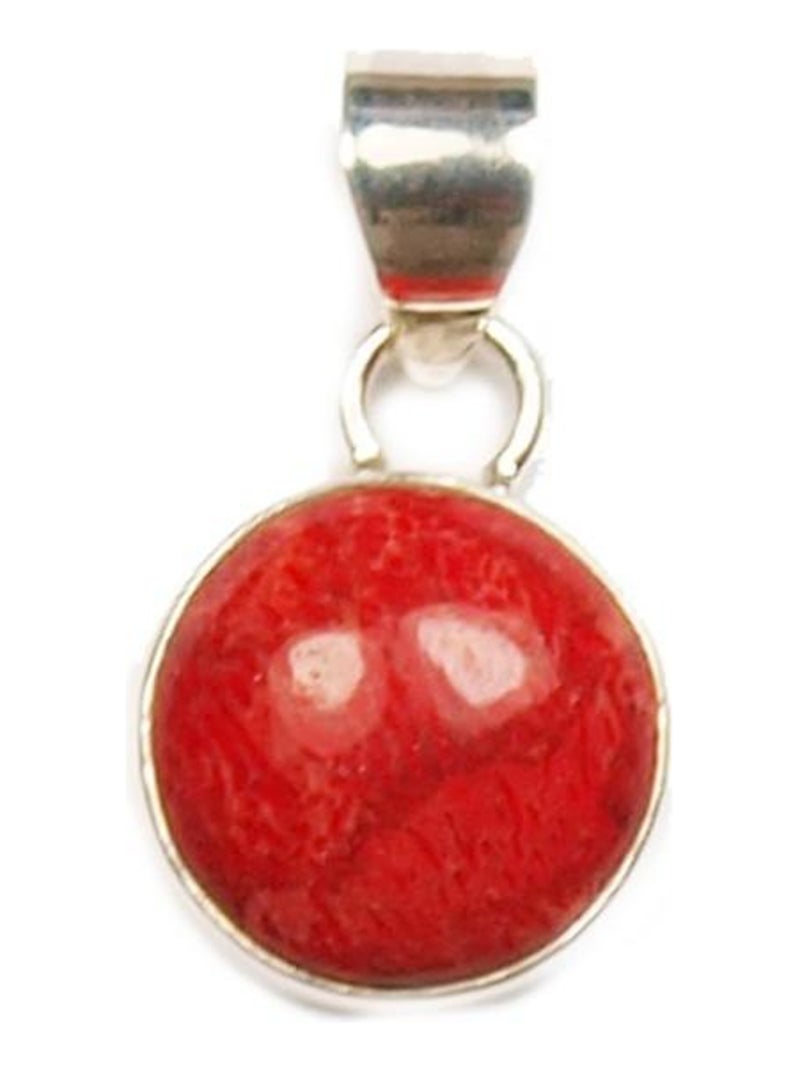 Pendentif rond en argent et gorgone Rouge - Kiabi