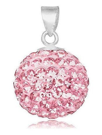 Pendentif shamballa rose clair - Diamètre 1,4cm