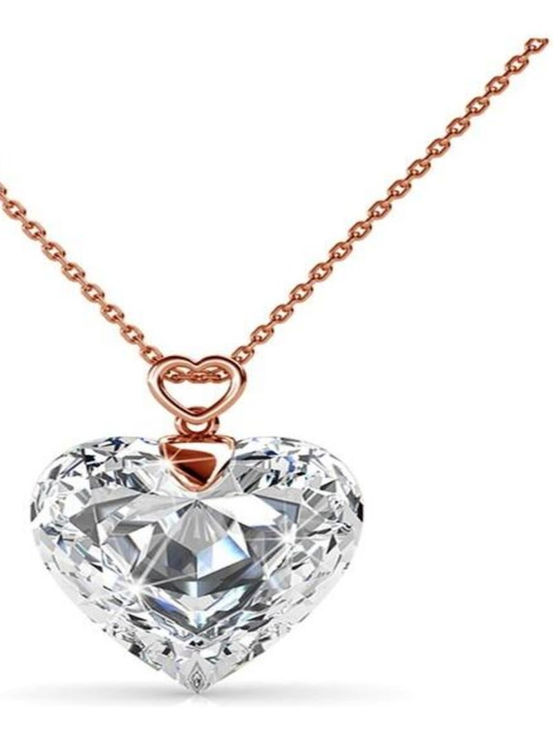 Pendentifs Cheery heart - Or Rosé et Cristal Transparent - Kiabi