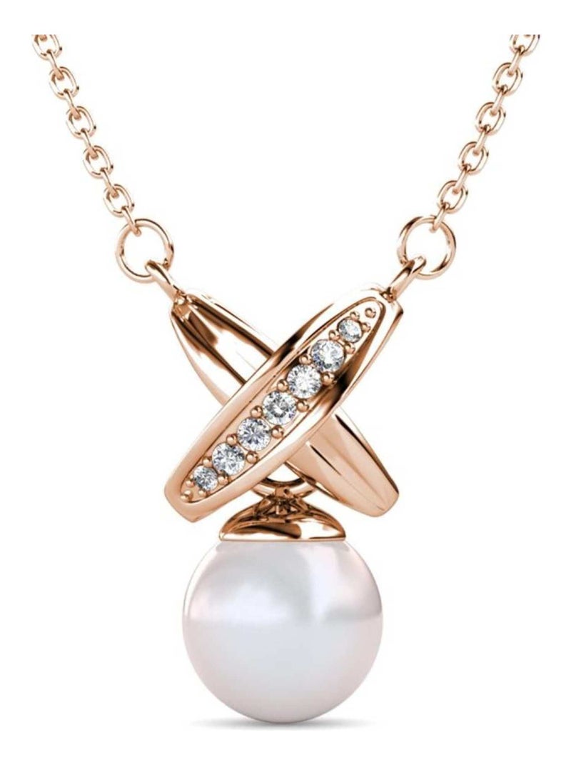 Pendentifs Chris Pearl - Or Rosé et Cristal Or rose - Kiabi