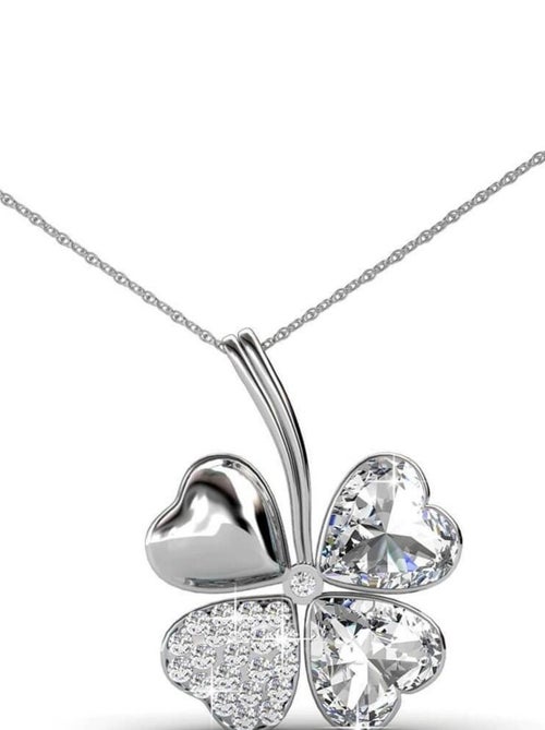 Pendentifs Four Leaf - Argenté et Cristal - Kiabi
