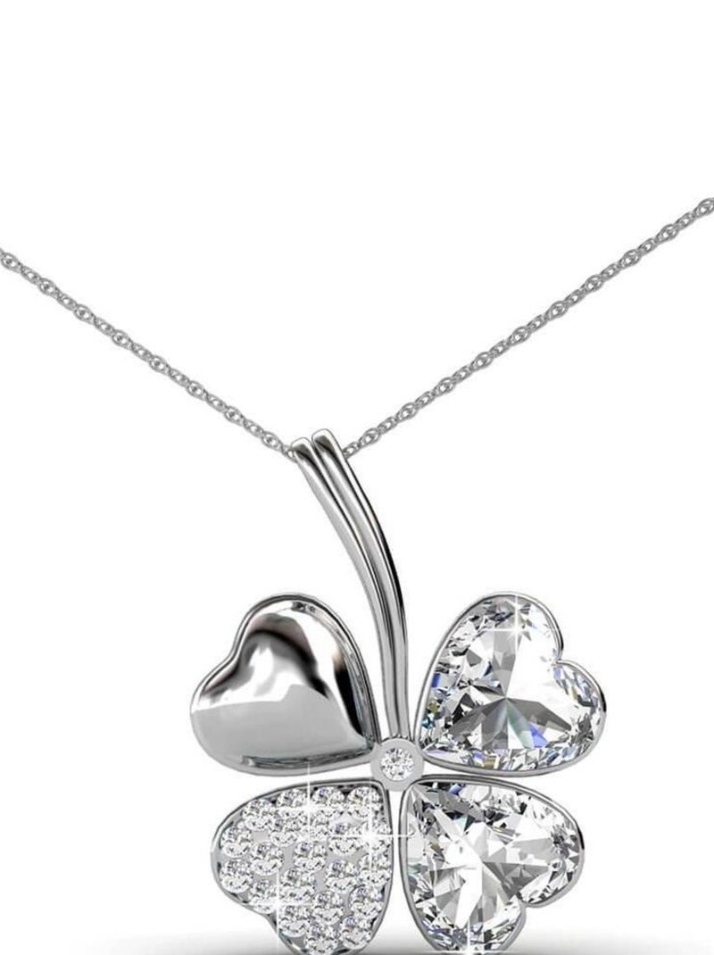 Pendentifs Four Leaf - Argenté et Cristal Argent - Kiabi